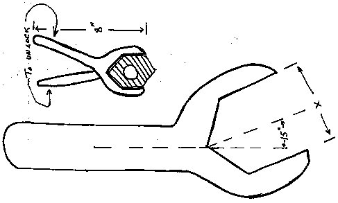 drawing of custom-made stuffing box wrench
