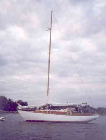 Photo of Alestra, a wooden 30 foot sloop designed by Carl Alberg